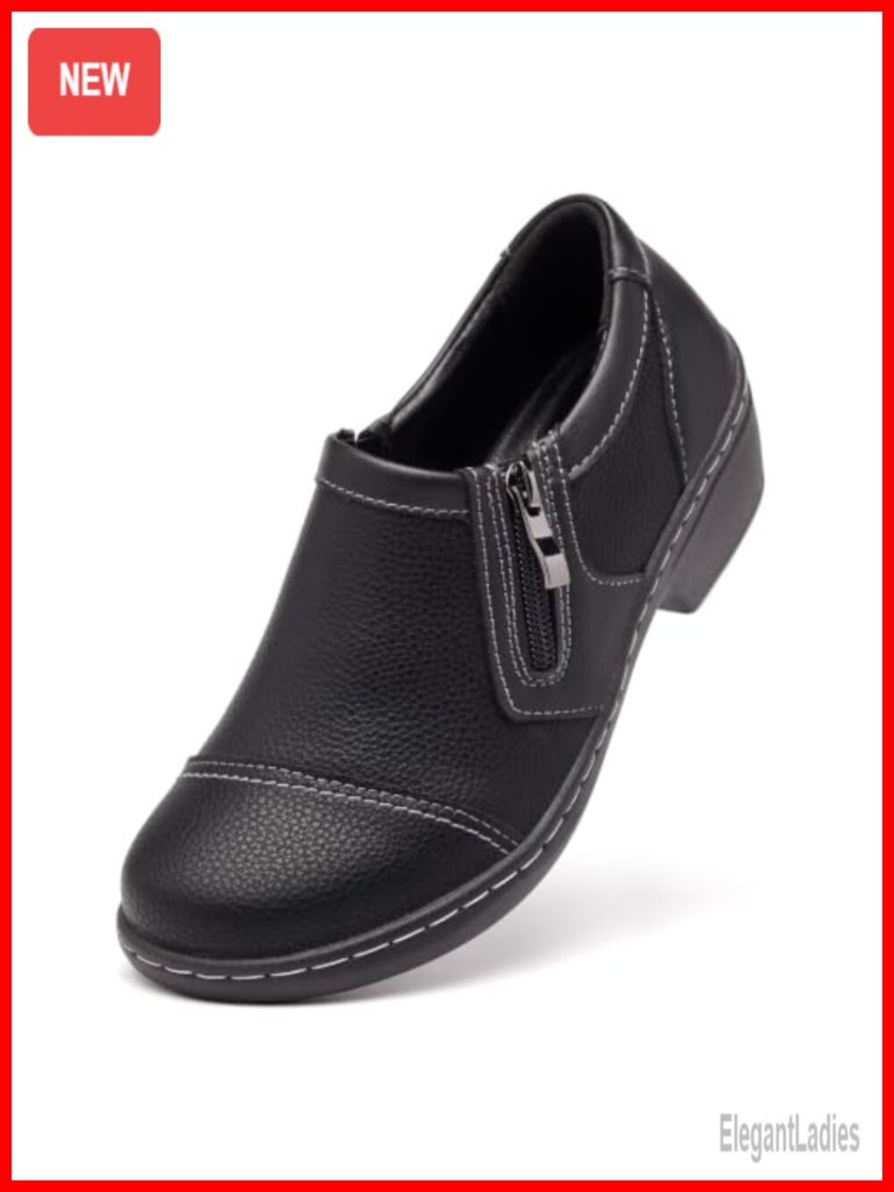 Women's Wide Width Vegan Leather Slip On Loafers Comfortable Orthopedic Work